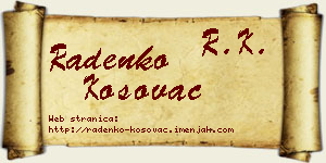 Radenko Kosovac vizit kartica